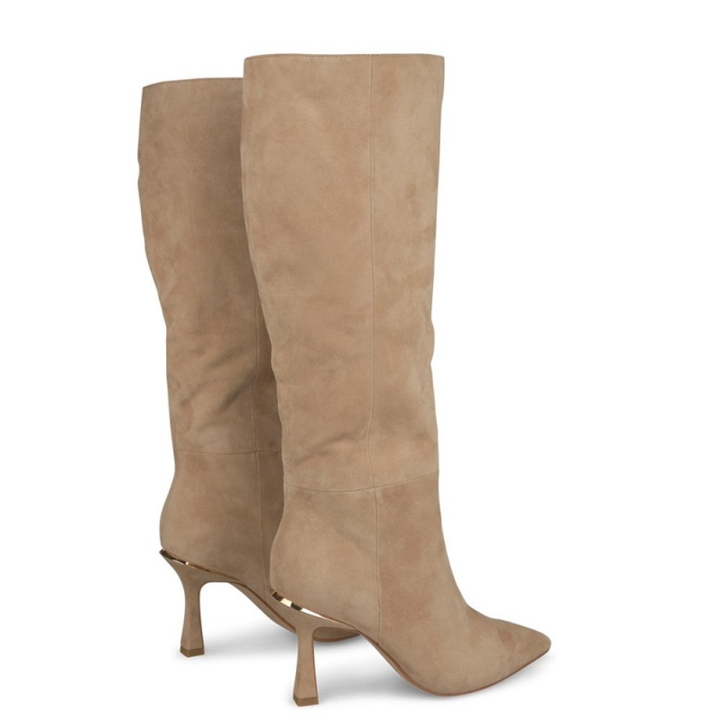 Bottes à Talons Alma En Pena Cuir Boots Smooth Beige Femme | ABJ-47822103